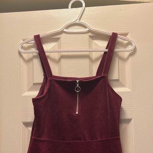 Burgundy zip, thick spaghetti strap dress